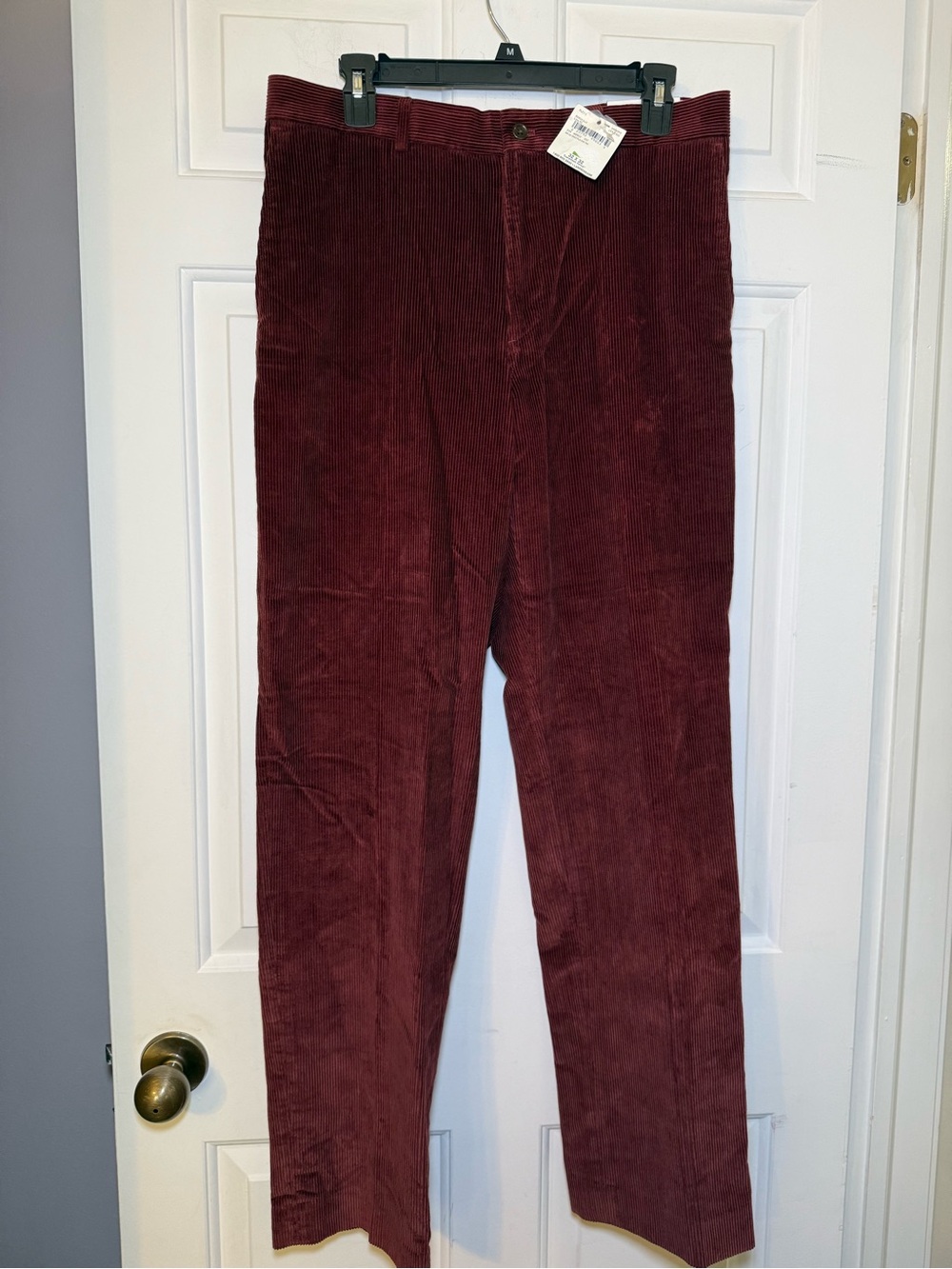Lands' End Men’s Burgundy Corduroy Pants 32X32 Traditional Fit Straight Leg